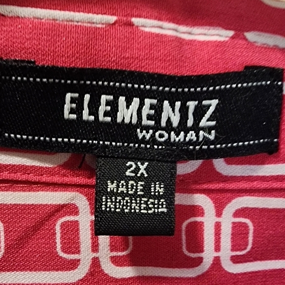 ELEMENTZ Women's Plus size Pink and.White button Down shirt 2X - Picture 3 of 15